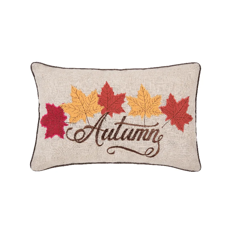 Autumn Leaves Applique & Embroidered Pillow