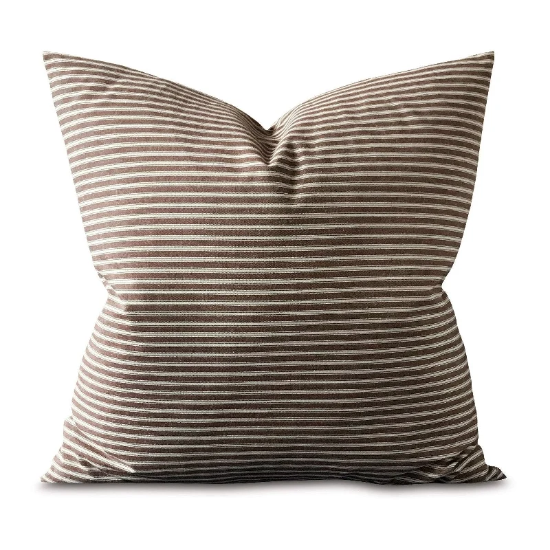 Clean Line Brown Pinstripe Throw Pillow Cover 22x22