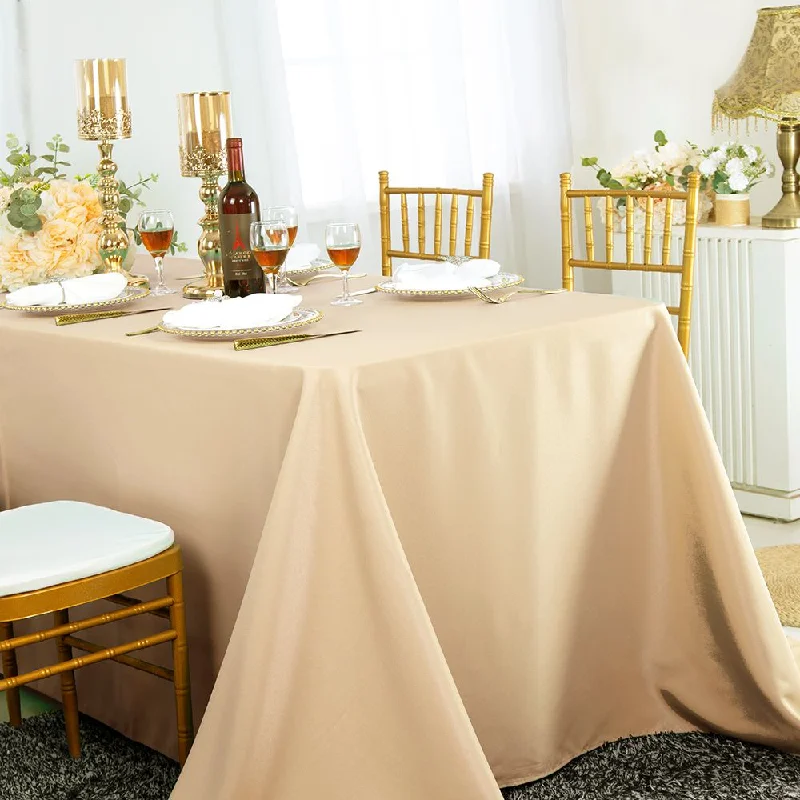 90"x156" Seamless Rectangular Polyester (220 GSM) Tablecloth - Champagne (1pc)