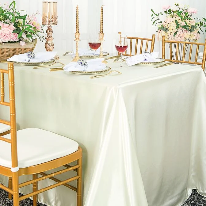 90"x132" Seamless Rectangular Satin Tablecloth - Ivory (1pc)