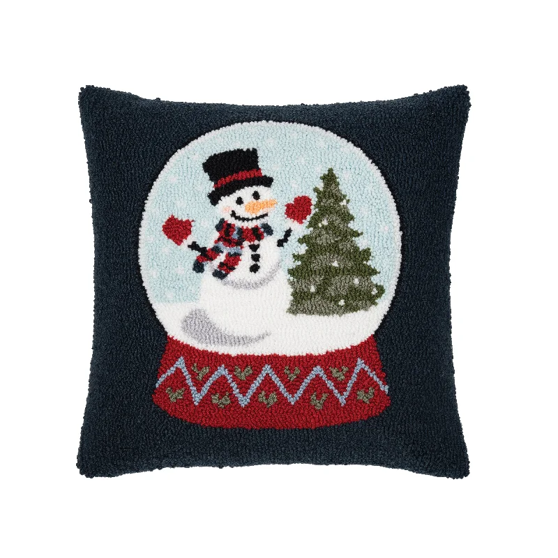 Winter Snow Globe Hooked Pillow