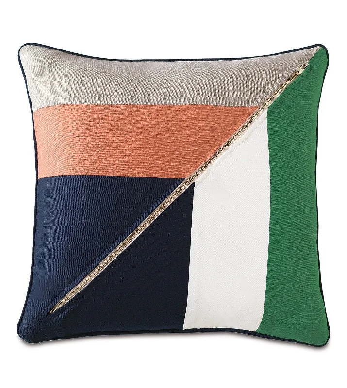 Color-blocking Prep Throw Pillow Cover 18x18