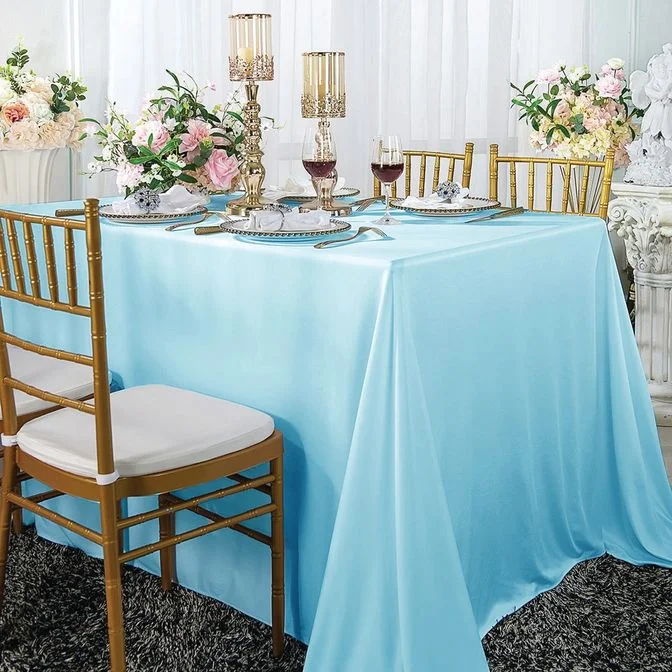 60"x120" Seamless Rectangular Scuba (Wrinkle-Free) (240 GSM) Tablecloth - Baby Blue (1pc)