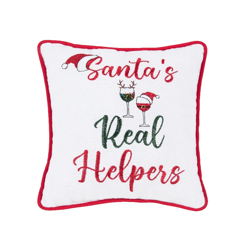 Santa's Real Helpers Embroidered Pillow