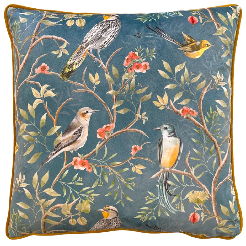 Orient Chinoiserie Cushion Slate Blue