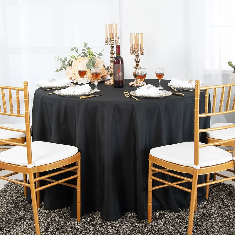 108" Seamless Round Polyester (220 GSM) Tablecloth - Black (1pc)