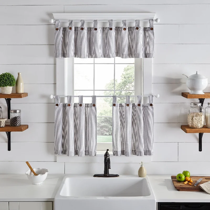 Tucker Ticking Stripe Kitchen Curtain Tier Set