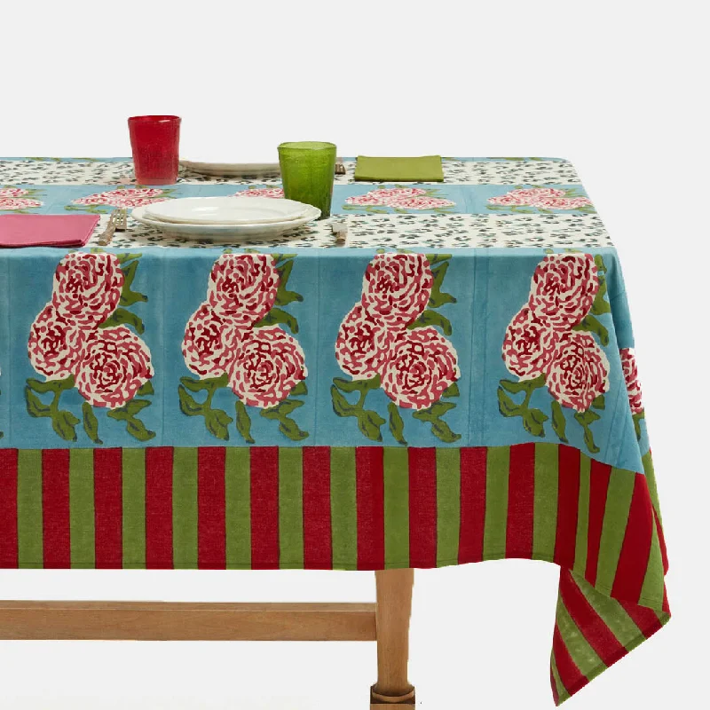 Leopard Stripes Sky Cotton Tablecloth