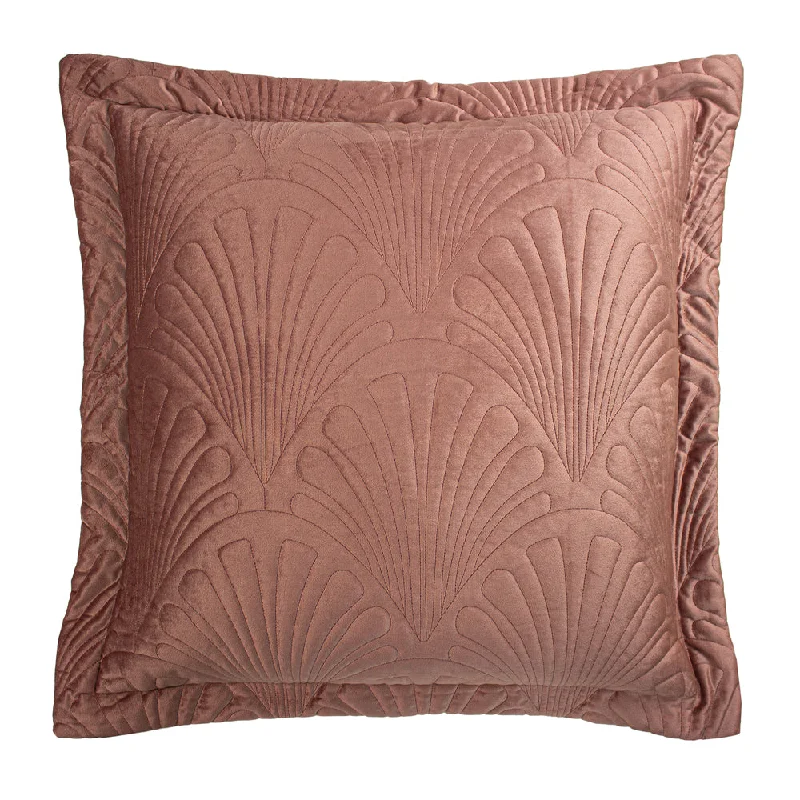 Palmeria Quilted Velvet Cushion Blush