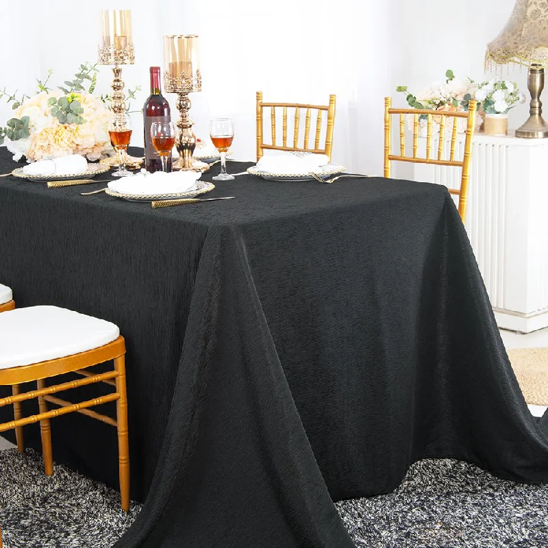 90"x156" Seamless Rectangular Crinkle Scuba (Wrinkle-Free) (240 GSM) Tablecloth - Black (1pc)