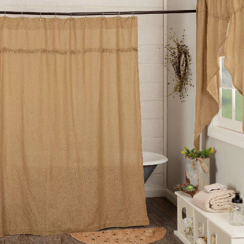 Burlap Vintage/Antique/Natural Shower Curtain 72"x72"