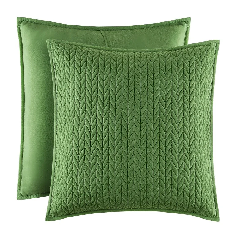 Five Queens Court Catori Kiwi Green Quilted Euro Sham