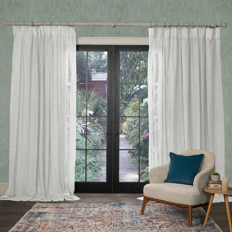 Focus Sheer Woven Pencil Pleat Curtains Snow