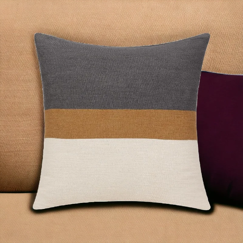 24" X 24" Brown Cotton Zippered Pillow