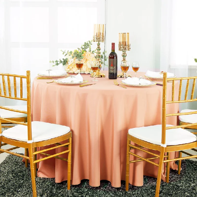 132" Seamless Round Polyester (220 GSM) Tablecloth - Apricot/Peach (1pc)