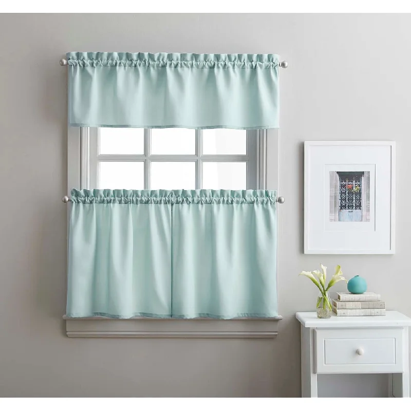 Curtainworks Solid Twill 3-Piece Kitchen Curtain Tier Set