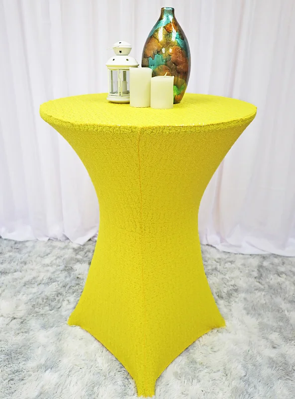 36"x42" Cocktail Sequin Spandex Table Cover - Canary Yellow (1pc)