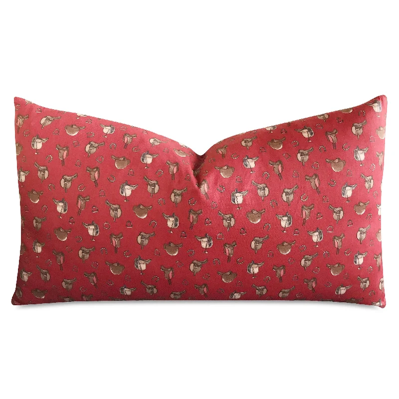 Red Cowboy Saddle Print Lumbar Pillow Cover 15x26