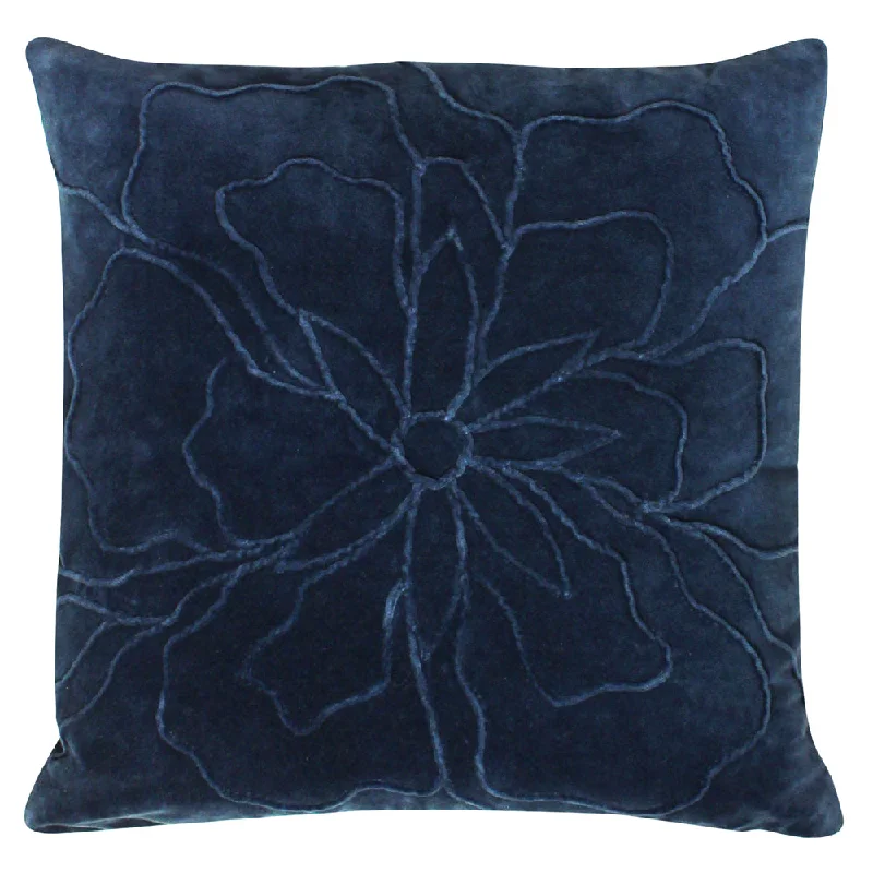 Angeles Floral Velvet Cushion Navy