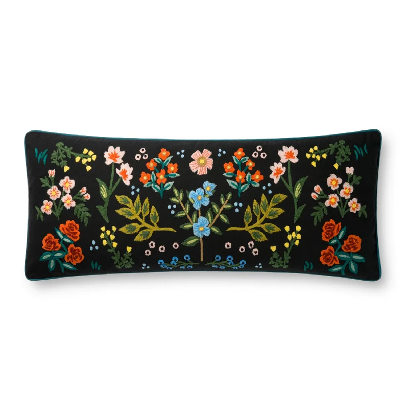 Black & Multi Long Floral Pillow