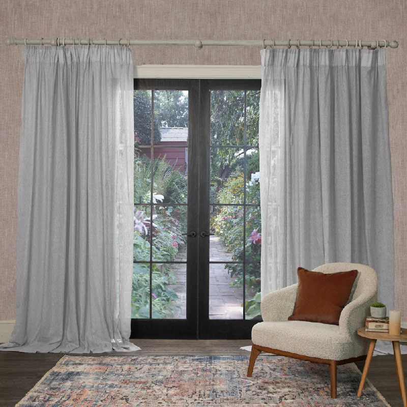 Focus Sheer Woven Pencil Pleat Curtains Zinc