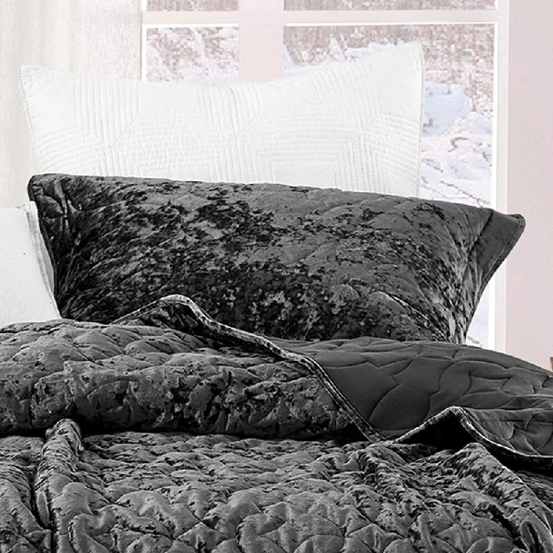 Bare Bottom Velvet Crush Sham - Pewter