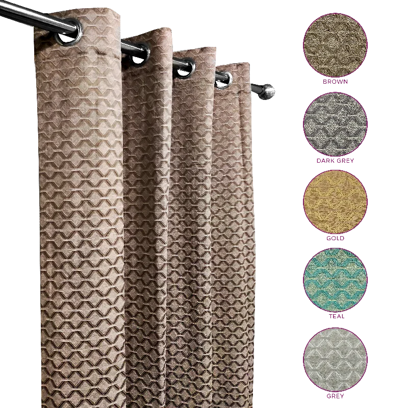 Brevia Diamond Pattern Curtain with rings 132 x 260cm