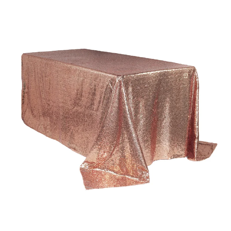 90 x 132 inch Glitz Sequin Rectangular Tablecloth Blush