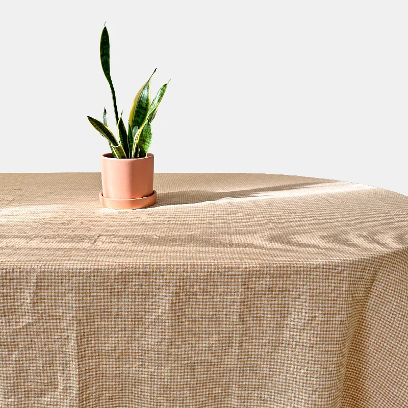 Linen Tablecloth in Saffron Tiny Gingham