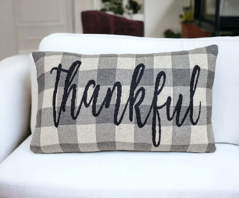 Thankful Buffalo Plaid Lumbar Throw Pillow