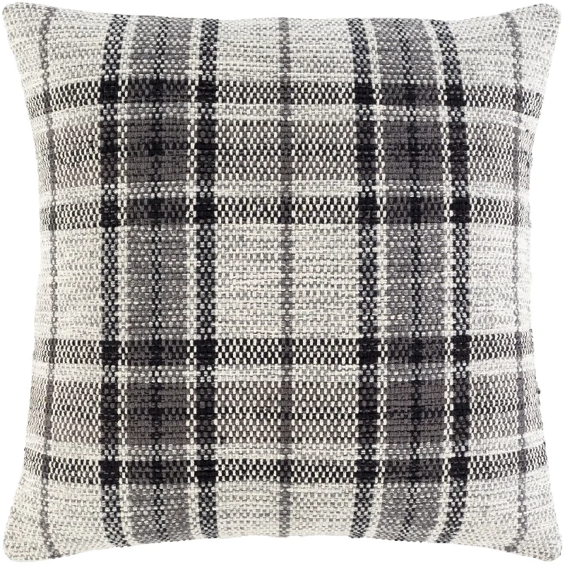 Jacobean Hand Woven Pillow in Charcoal & Beige