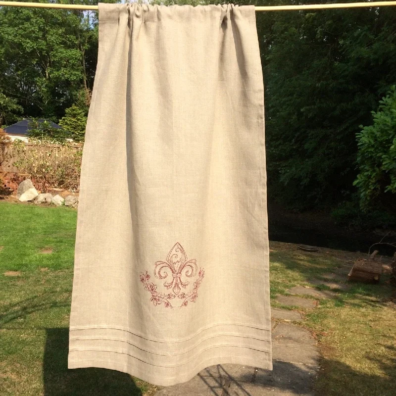 Chelsea Fleur de Lis Linen Window Cafe Curtain