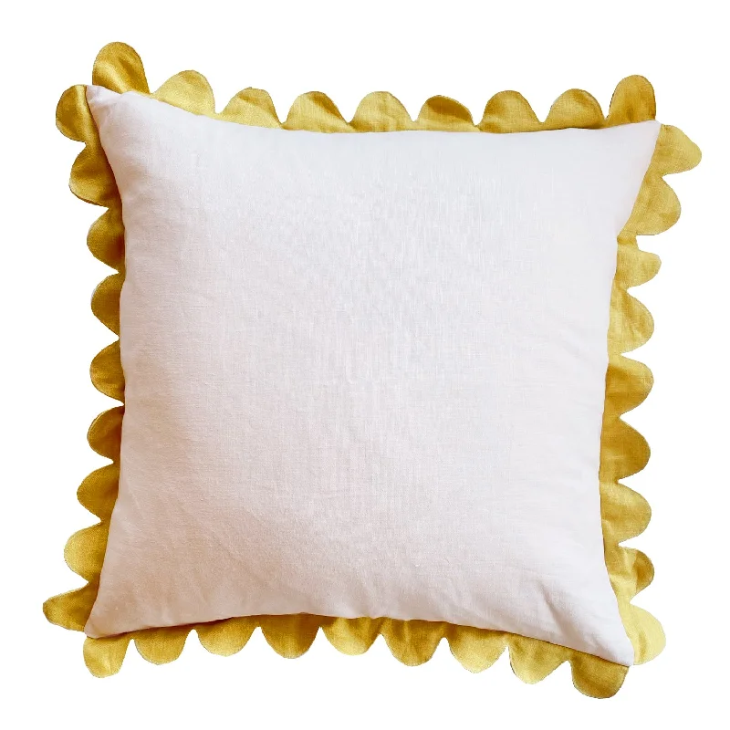 Scalloped Pillow - Soft Pink & Mustard