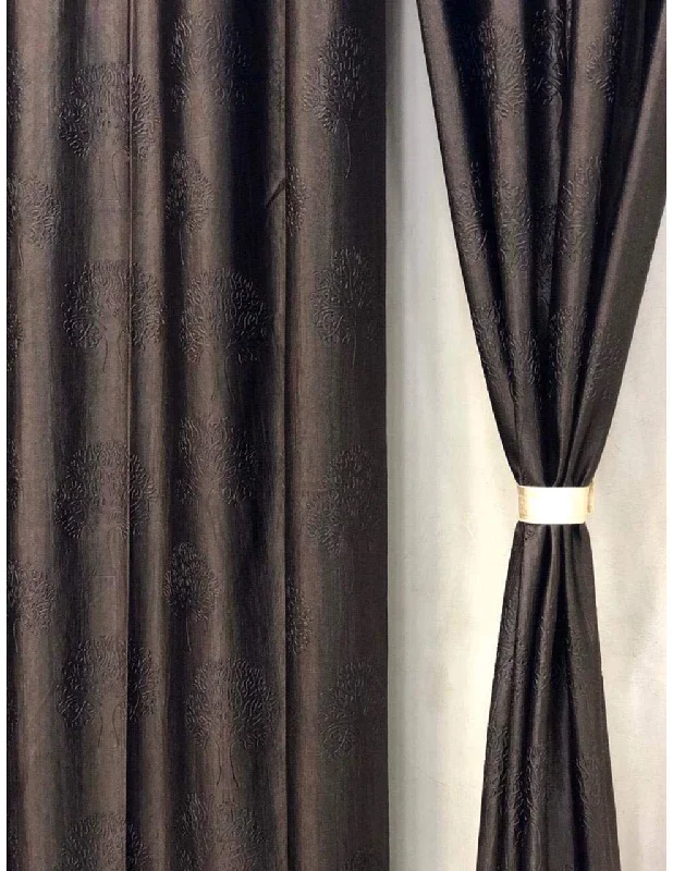 Tree Emboss Curtain - Coffee/Brown (Pack of 1)