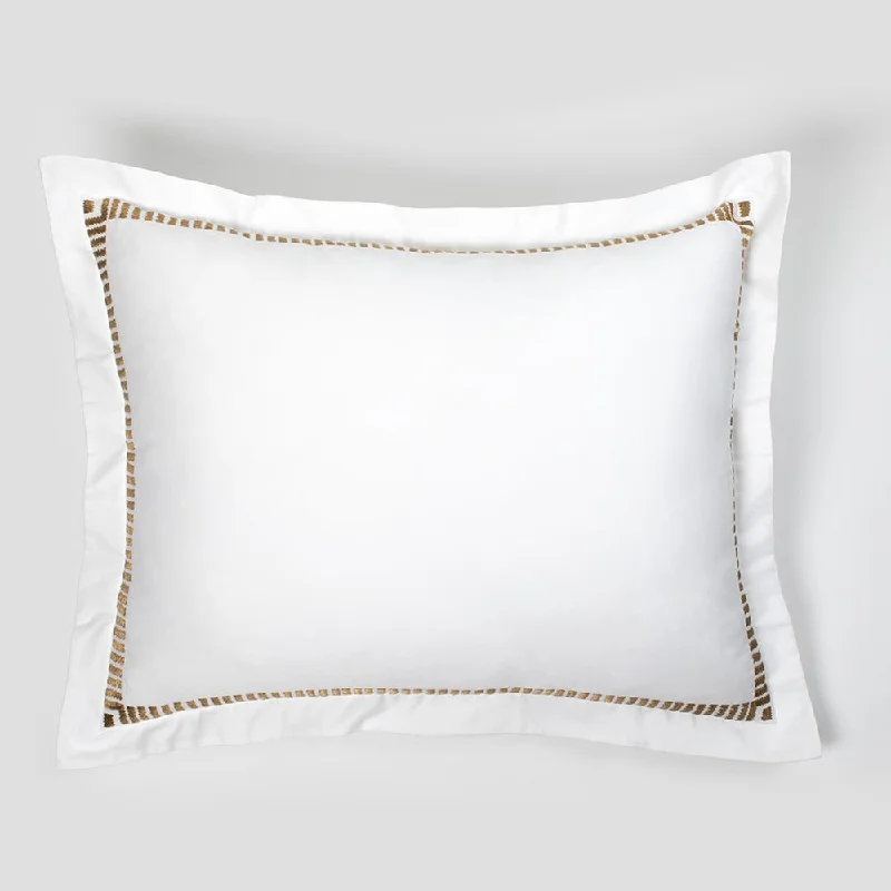 Savano White & Caramel Cotten Sateen Pillow Sham