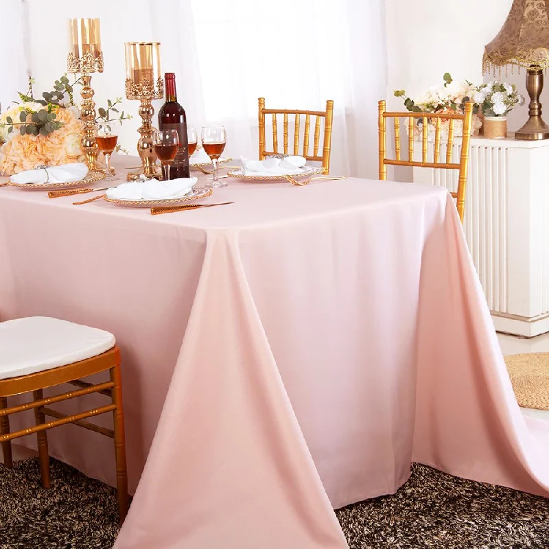 72"x120" Seamless Rectangular Polyester (220 GSM) Tablecloth - Blush Pink/Rose Gold (1pc)