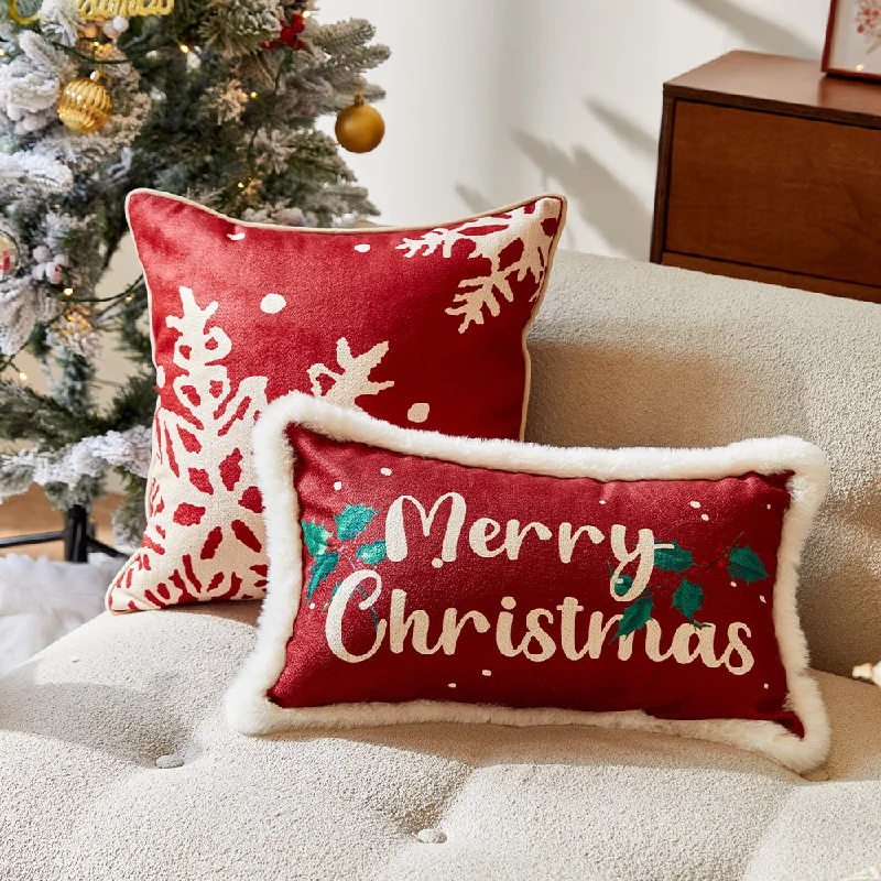 Natalia Red Throw Pillow Cover Christmas Gift