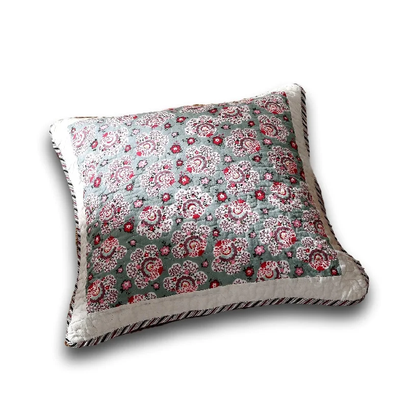 DaDa Bedding Set of 2-Pieces Garden Pink Blossom Cottage Green Throw Pillow Covers, 18" (JHW-618-CC)