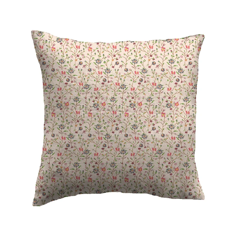 Winona Flowers Pillow - Soft Blush Poly Linen