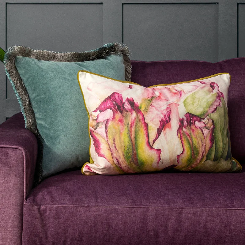 Bodmin Printed Feather Cushion Fuchsia