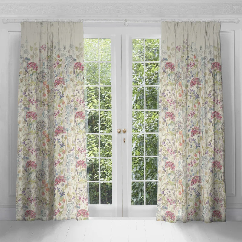 Hedgerow Printed Pencil Pleat Curtains Linen