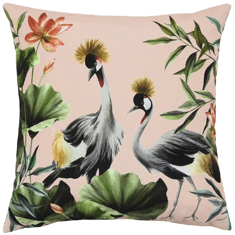 Cranes Outdoor Cushion Blush/Forest