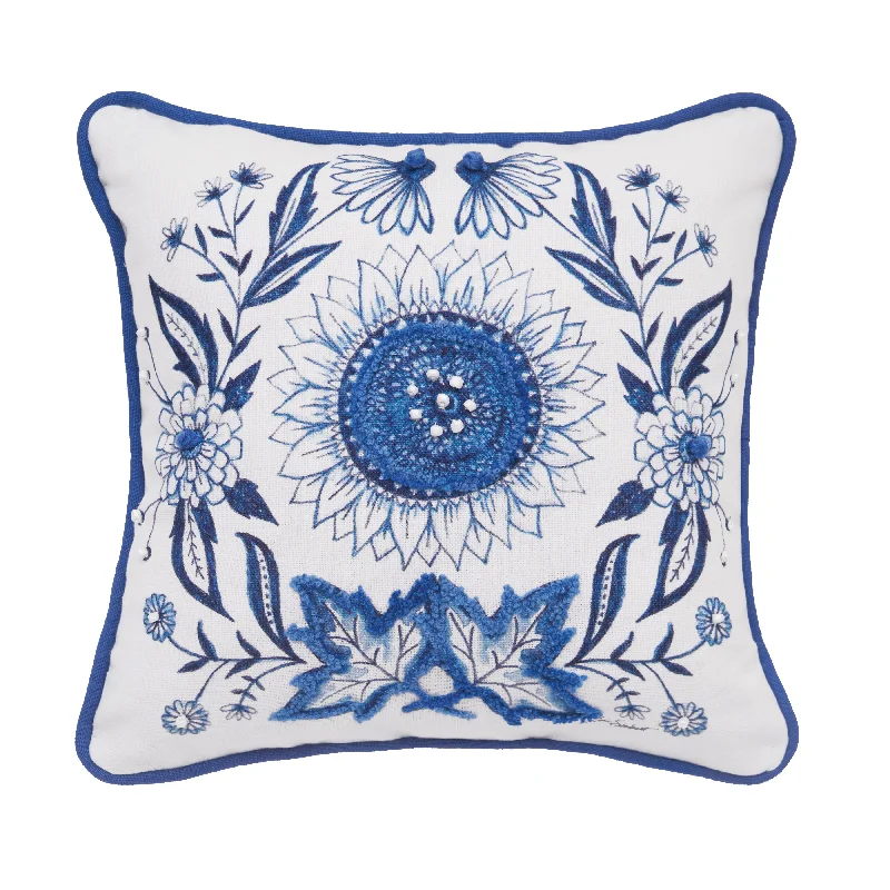 Blue Sunflower Pillow