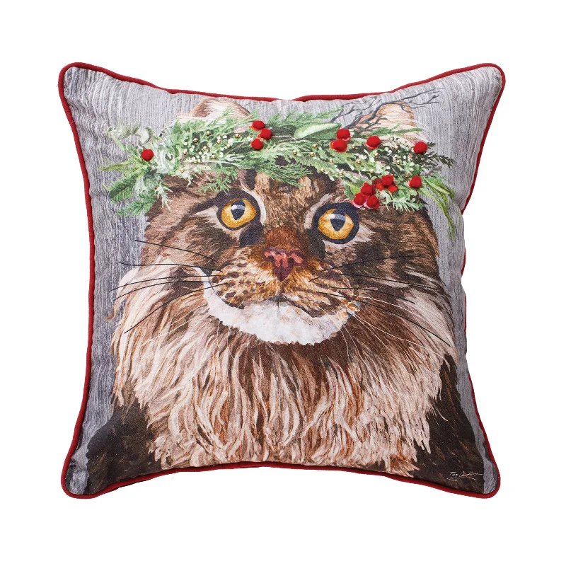 Cat Flower Crown Pillow