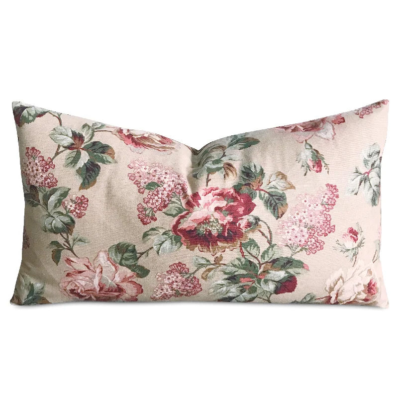 English Garden Red Berry Floral Luxury Decorative Pillow Cover 15x26