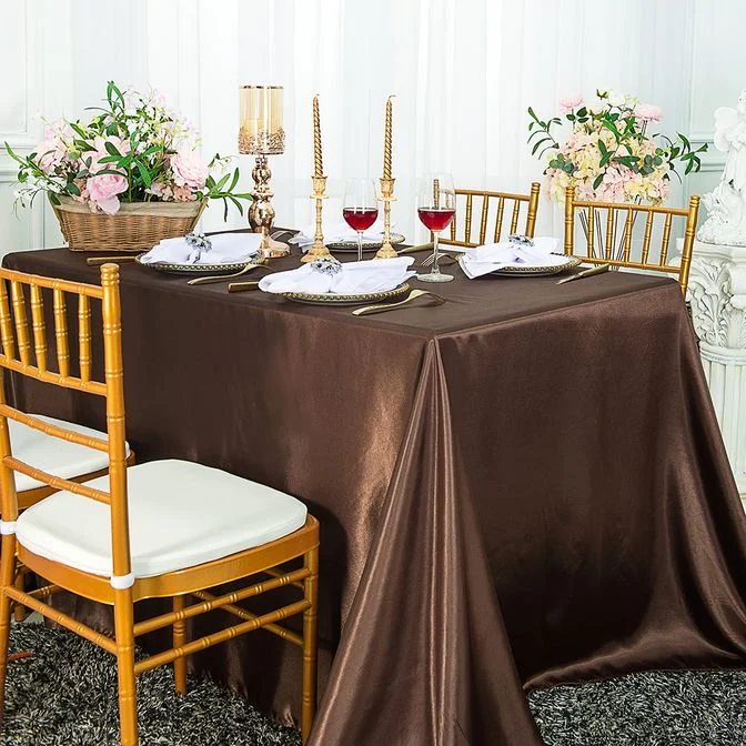 90"x132" Seamless Rectangular Satin Tablecloth - Chocolate (1pc)