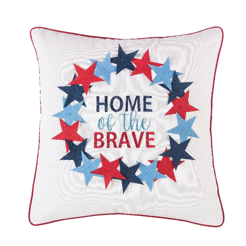 Home Of The Brave Wreath Pillow