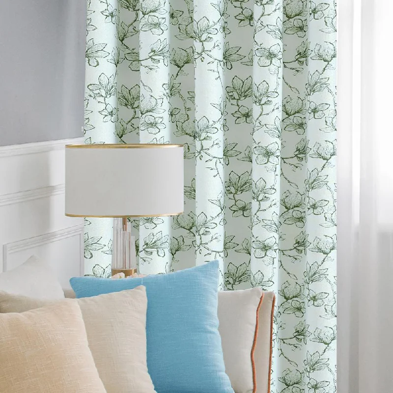 Lily Green Patterned Custom Curtains