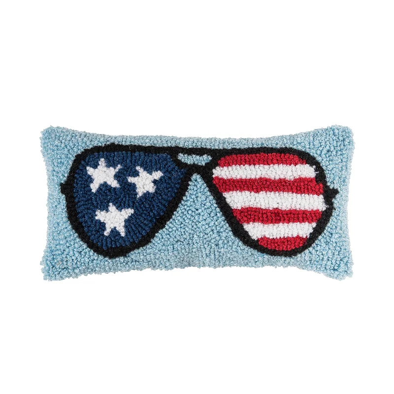 Patriotic Sunglasses Hooked Pillow