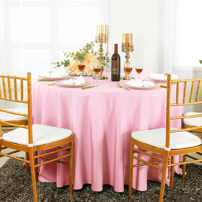 90" Seamless Round Heavy Duty Polyester (220 GSM) Tablecloth - Pink (1pc)